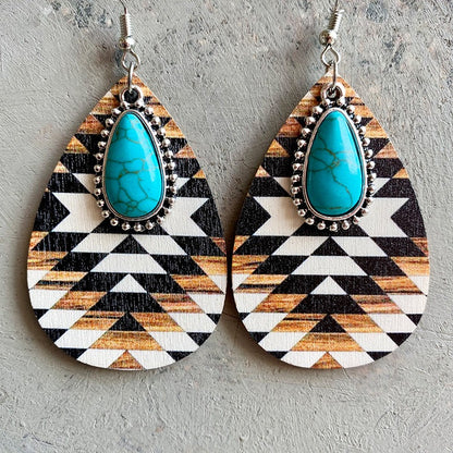 Women's  Ethnic Earrings with Turquoise Tear Drop