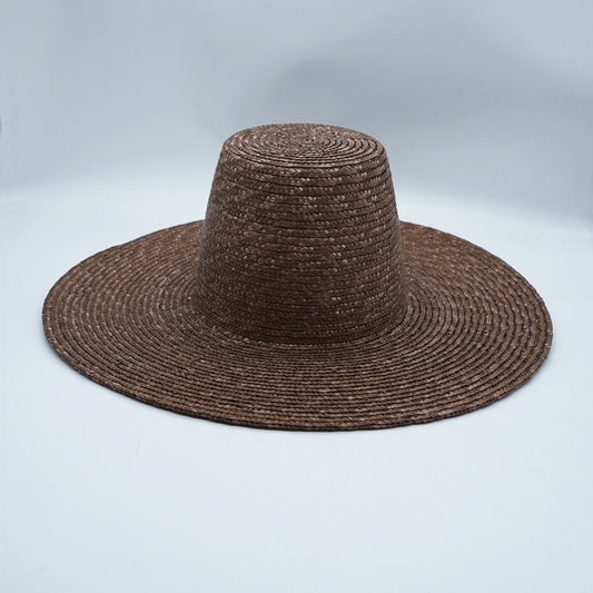 High Top Brown and Wheat Colored Straw Wide Brim Hats