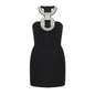 Chic Diamonds Encrusted Halter Little Black Dress