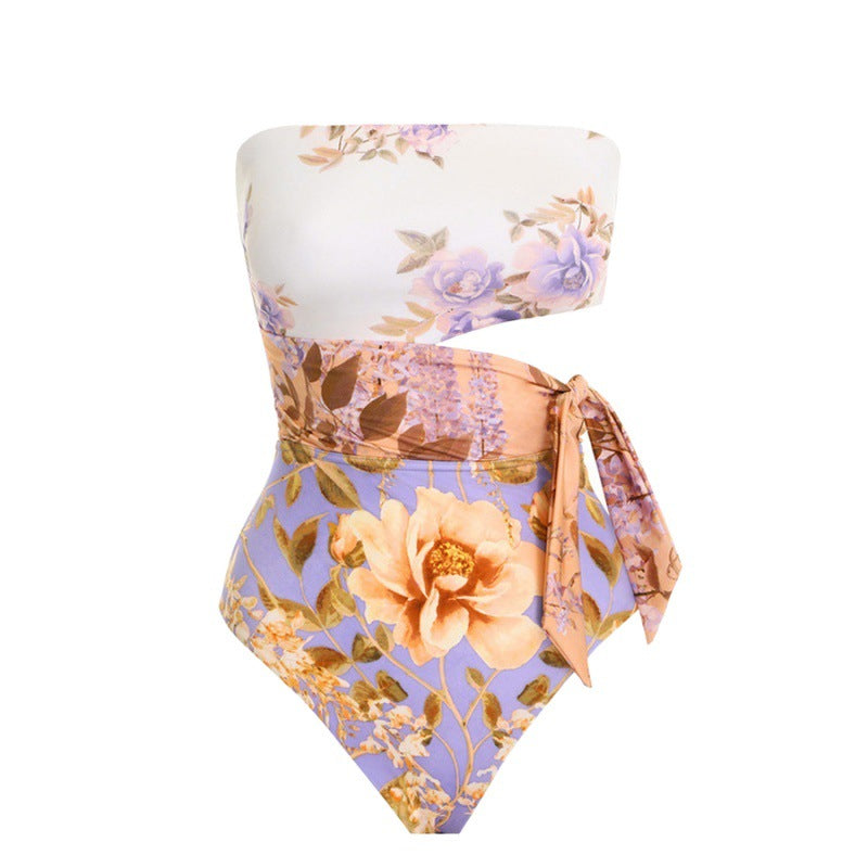 Blossom Breeze Bandeau Swimsuit & Sarong Set