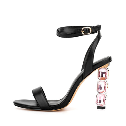 Women's  Strappy Sandals With High Crystal Heels