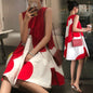 Beautiful Sleeveless Red and White Shift Dress