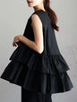 Sleeveless Tiered Ruffle Swing Tunic Top