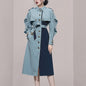 Mid Length Coat in Contrasting  Colors and a Belt