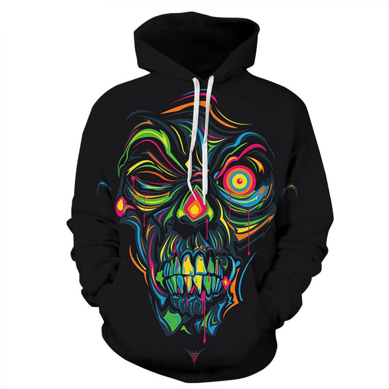 Colorful Skull Print Cotton Hoodies