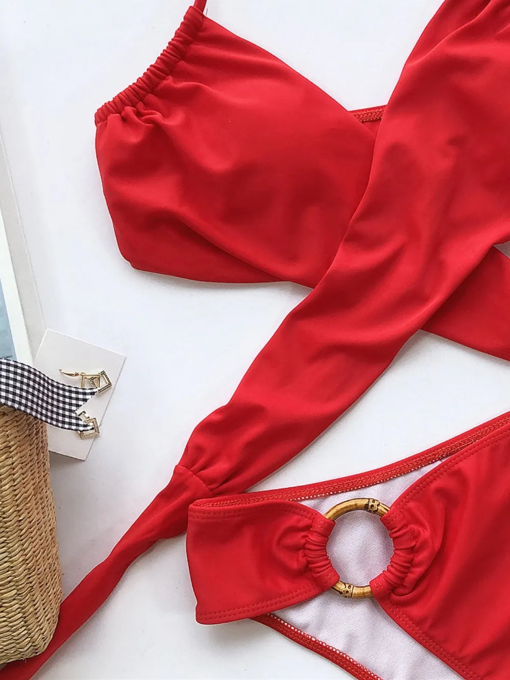 Capri Wrap Bikini Set with Bamboo Ring Detail