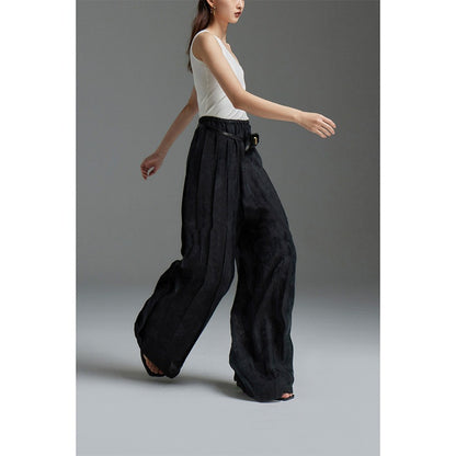 High Fashion Pleated Style Comfortable Loose Relaxed Light Pants