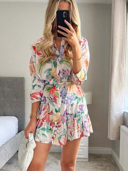 Floral Belted Shirt Dress – Garden Party Chic