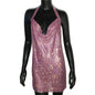 Sparkling Rhinestone Halter Neck Side Split Sleeveless Party Mini Dress