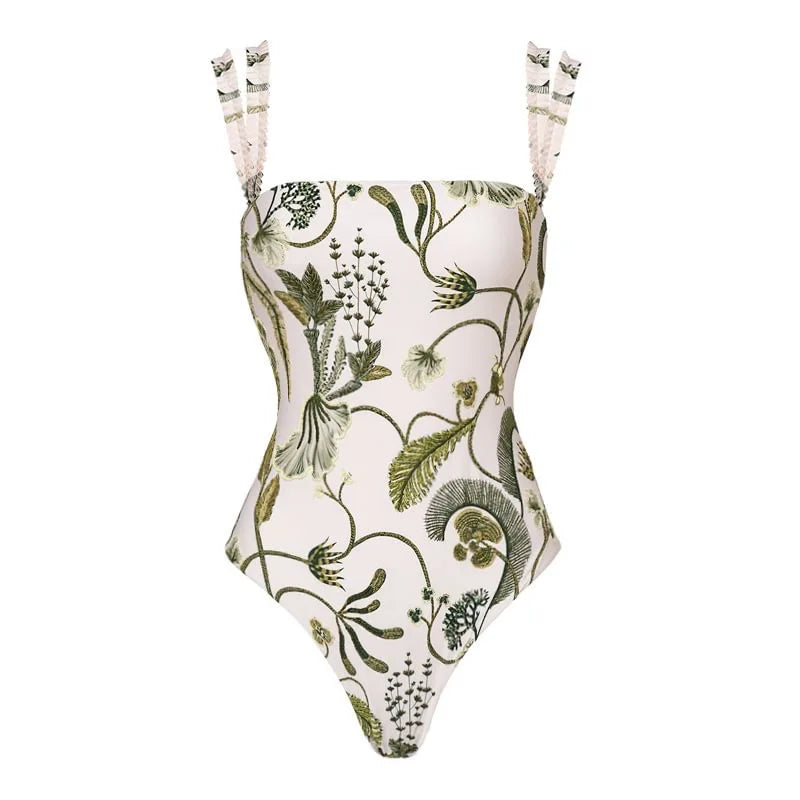 Botanical Garden One-Piece Swimsuit & Sarong Set