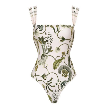 Botanical Garden One-Piece Swimsuit & Sarong Set