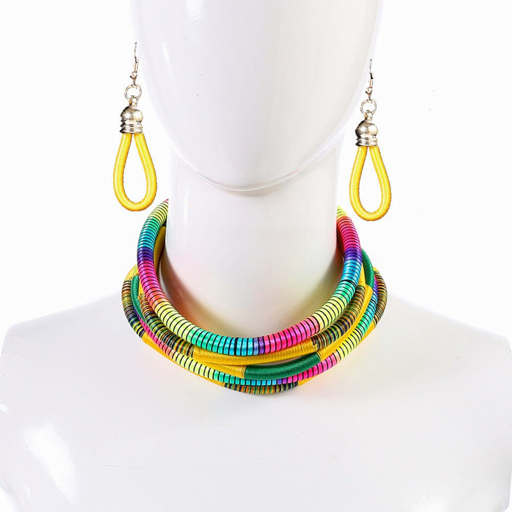 Colorful Hand Woven African Collar with a Magnetic Clasp