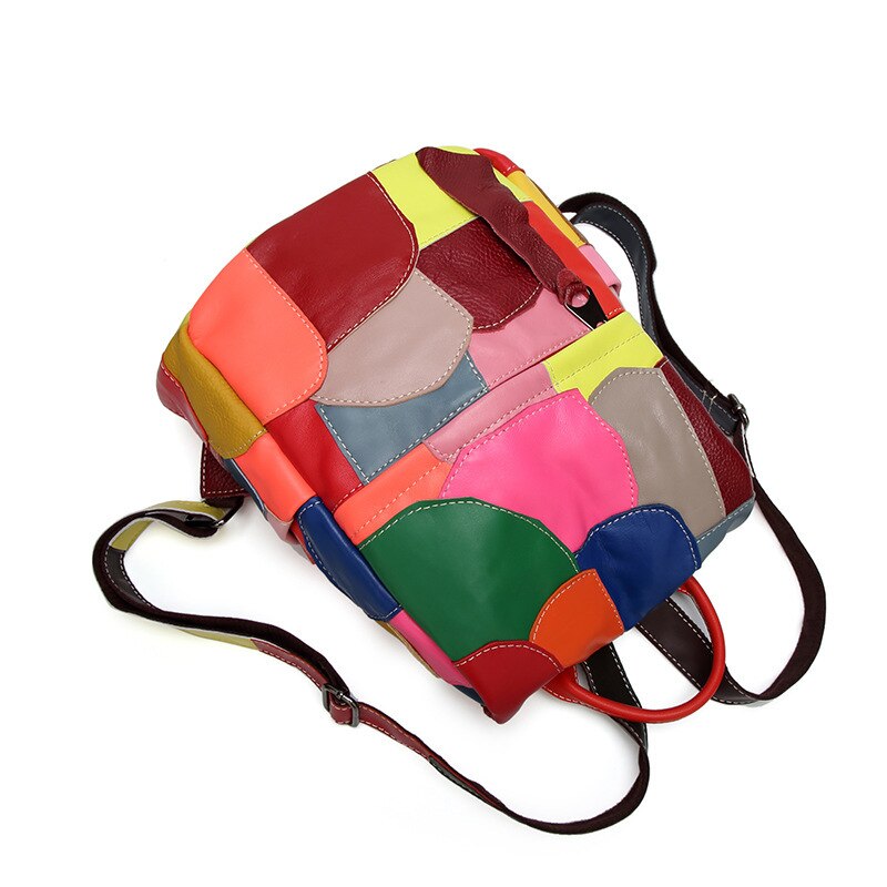 Multicolored Leather Fashion Backpack for Ladies