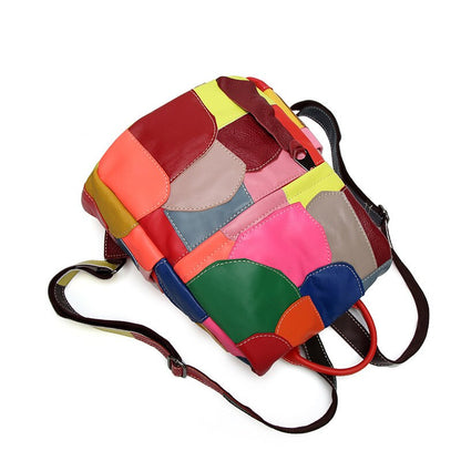 Multicolored Leather Fashion Backpack for Ladies