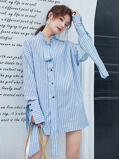 Stylish Striped Long Sleeves Loose Shirt for Women