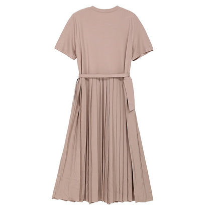 Belted  Apricot and Black Pleated Midi Dresses– Sophisticated, Structured, and Effortlessly Chic