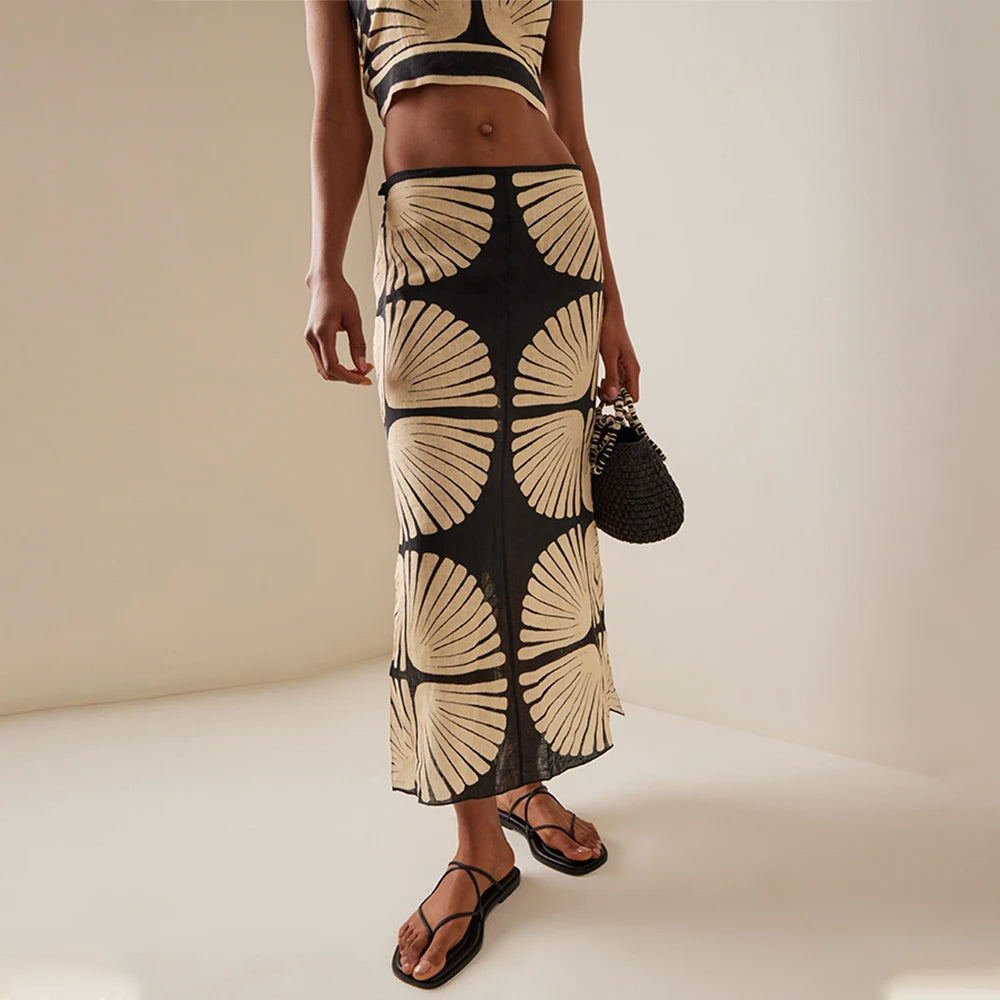 Shell Print Swimwear & Skirt Set – Coastal Luxe Edition