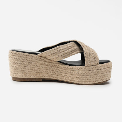 Sienna Jute-Woven Platform Espadrille Slide