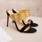 Golden Hour High-Heel Mules – Luxe Metallic Band Stilettos