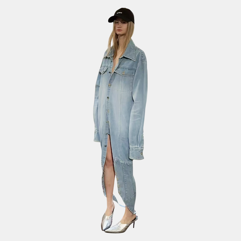 Modular Deconstructed Denim 3-in-1 Set (Oversized Trucker Jacket + Halter Corset Vest + Maxi Skirt)