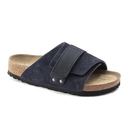 Stylish Genuine Leather Cork Sole Shoes Slide Slippers