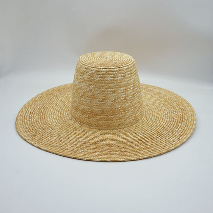 High Top Brown and Wheat Colored Straw Wide Brim Hats