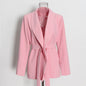 Matching Belted Blazer and Tied Pants Set