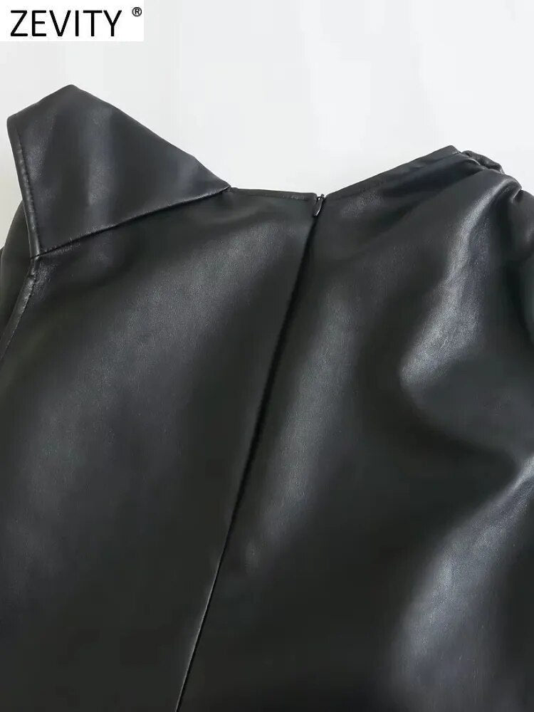 Sleek Faux Leather Sleeveless Midi Dress