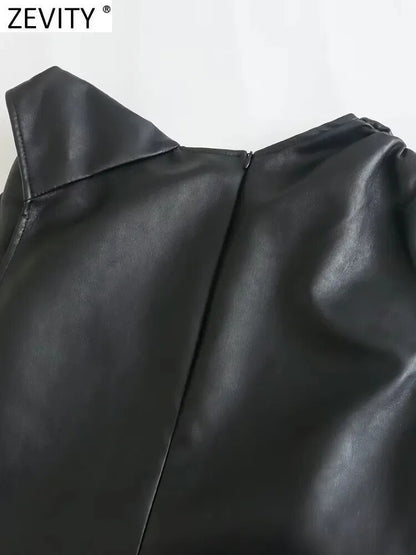 Sleek Faux Leather Sleeveless Midi Dress