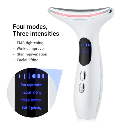 Color Light Microcurrent Constant Temperature Neck  and Face Beauty Device for Skin Rejuvenation, Wrinkles Remover, EMS Tightening, and Neck Lines Firming