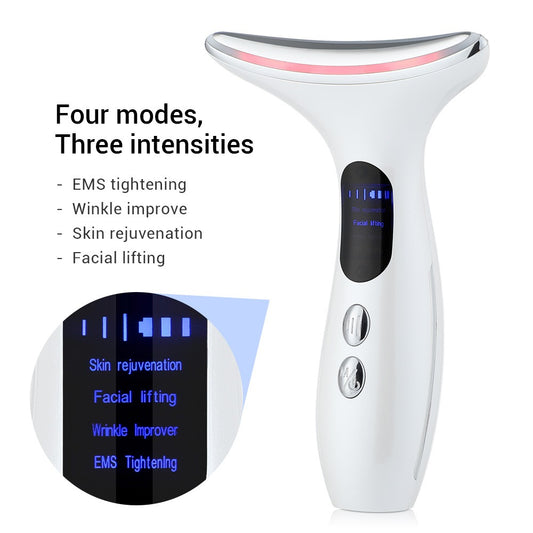 Color Light Microcurrent Constant Temperature Neck  and Face Beauty Device for Skin Rejuvenation, Wrinkles Remover, EMS Tightening, and Neck Lines Firming