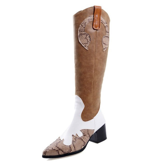 “Ranchero Eleganza” Two-Tone Western Knee-High Boots