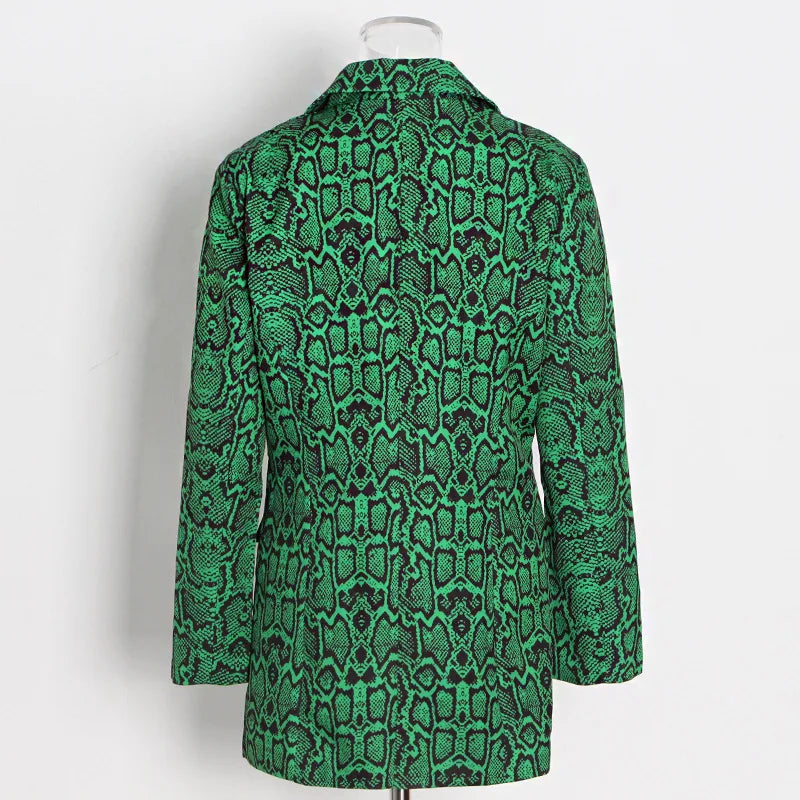 Single Breasted Snake Print Blazer for Women