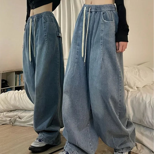 Oversized Wide-Leg Denim Joggers