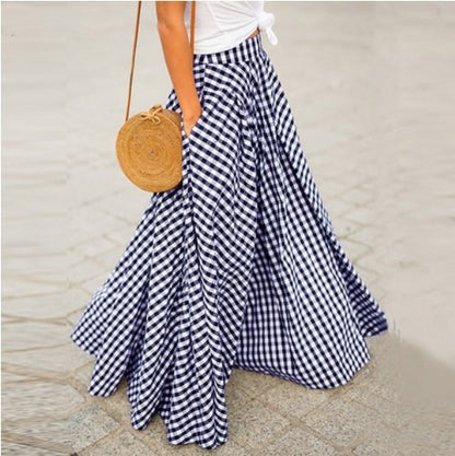 Elegant  Plaid King, High waisted, Swing Skirt