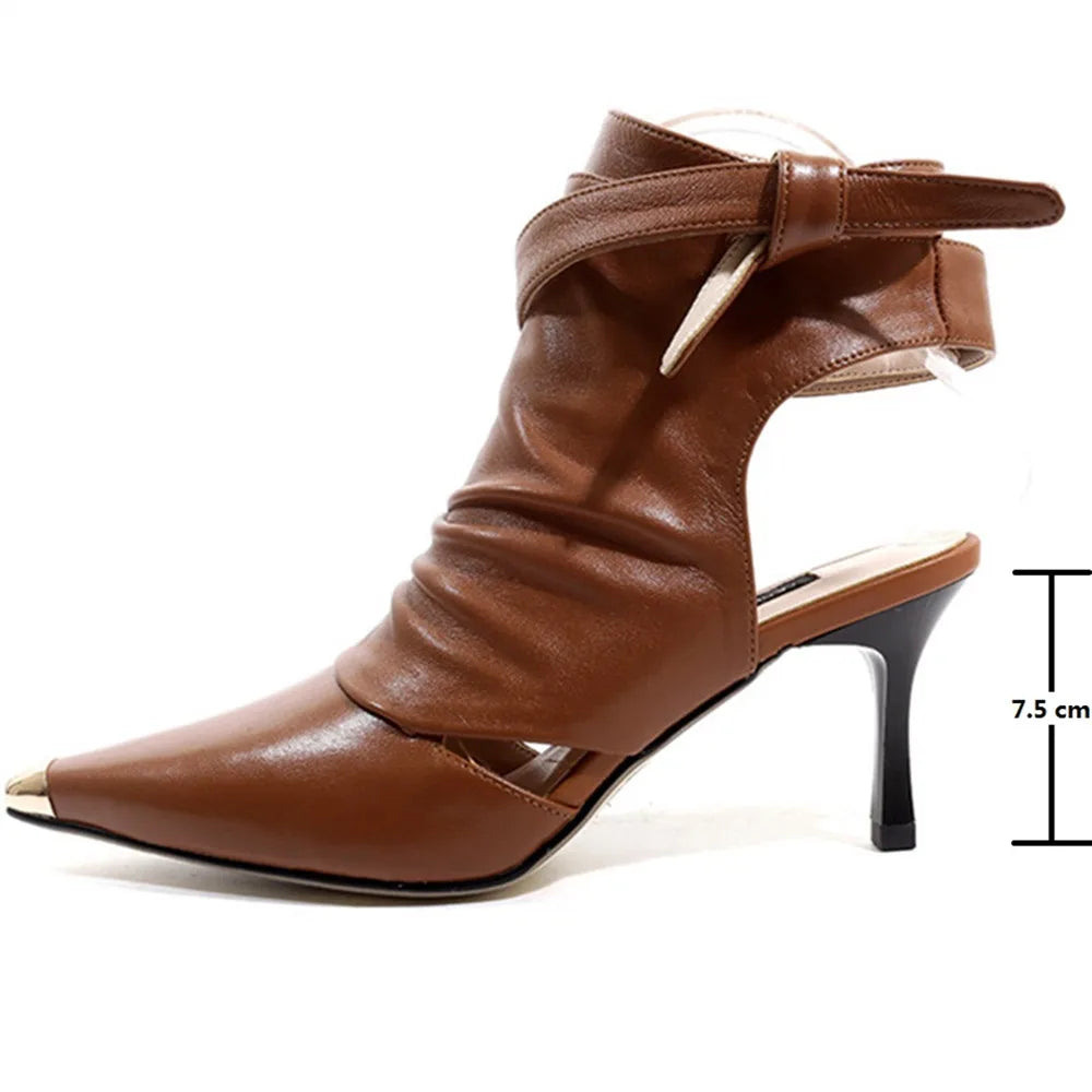 Viper Edge Cutout Ankle Wrap Heels – Black | Tan | White