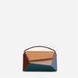 Geometric Color‐Block Leather Top-Handle Shoulder Bag