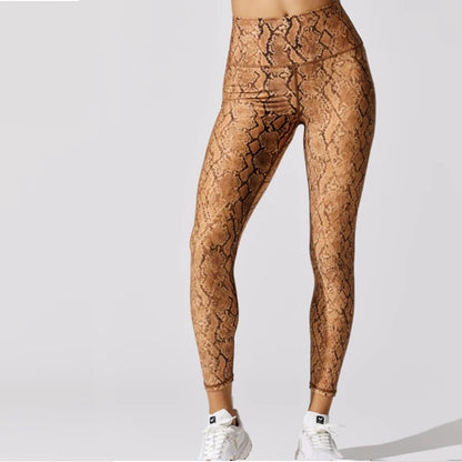 Python Print High Waisted Leggings  and Cropped Tank Top Set