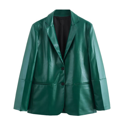 Straight cut  Leather Suit Skirt