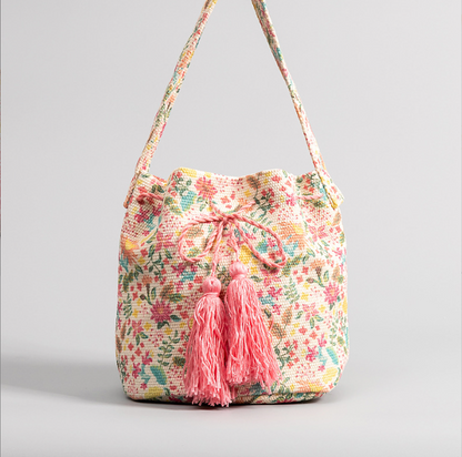 Multi Colored Boho  Messenger Bucket Bag