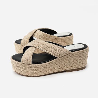 Sienna Jute-Woven Platform Espadrille Slide