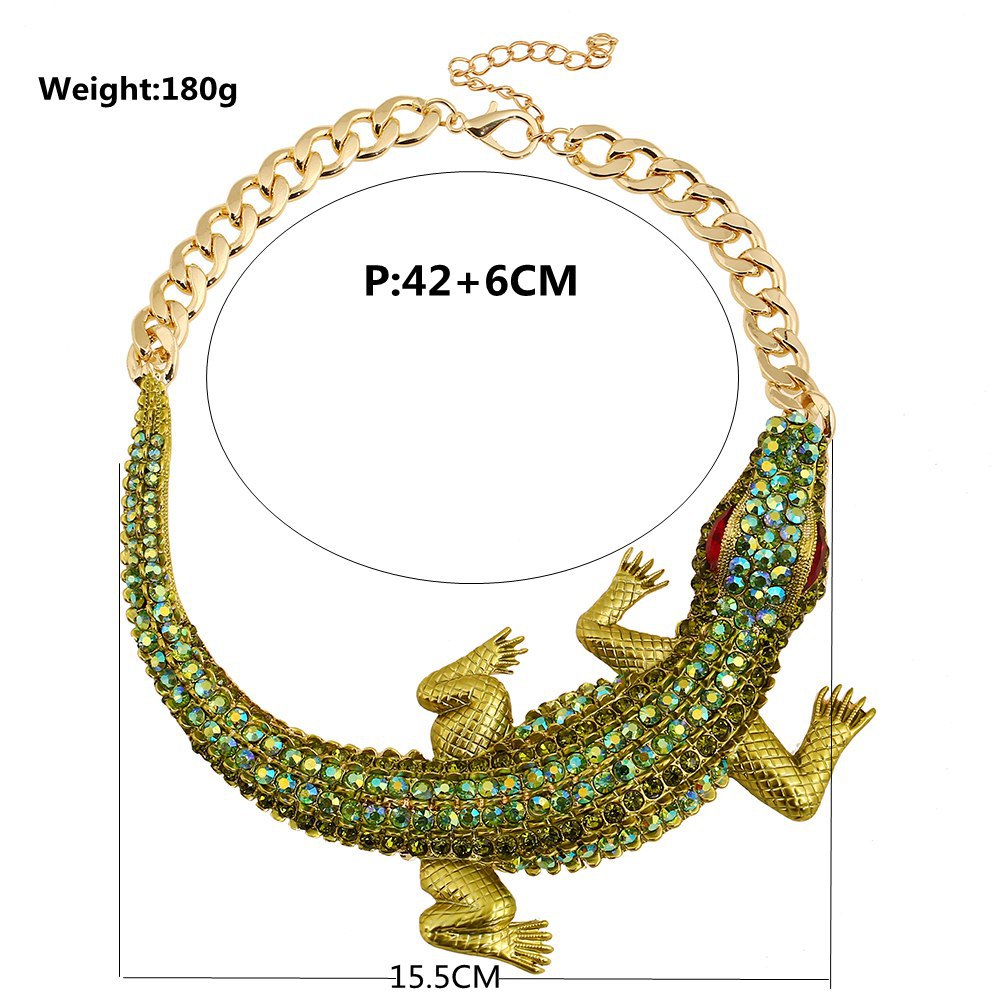 Women's Crocodile Shape Diamond-Encrusted Chain Necklace