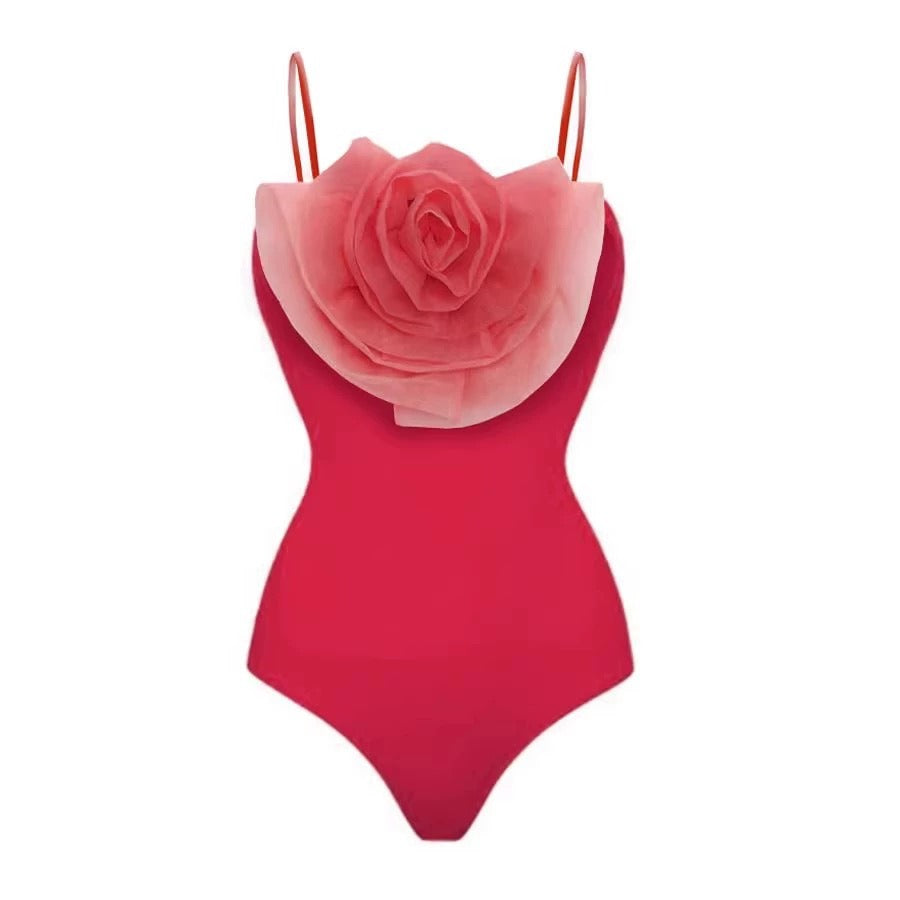 Floral Romance Ruffle One-Piece Swimsuit & Ombre Sarong Set