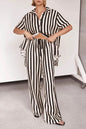 Black & White Vertical Stripe Two‐Piece Lounge Set