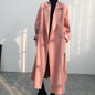 Elegant Long Belted Cashmere Coat for Women