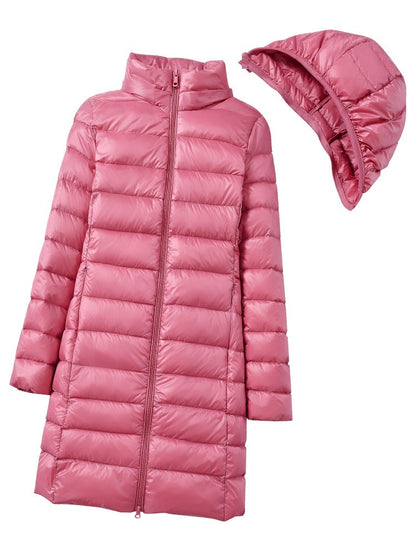 High Quality Lightweight Women's  Down  Puffer Jacket With a Detachable Hood, Packable.