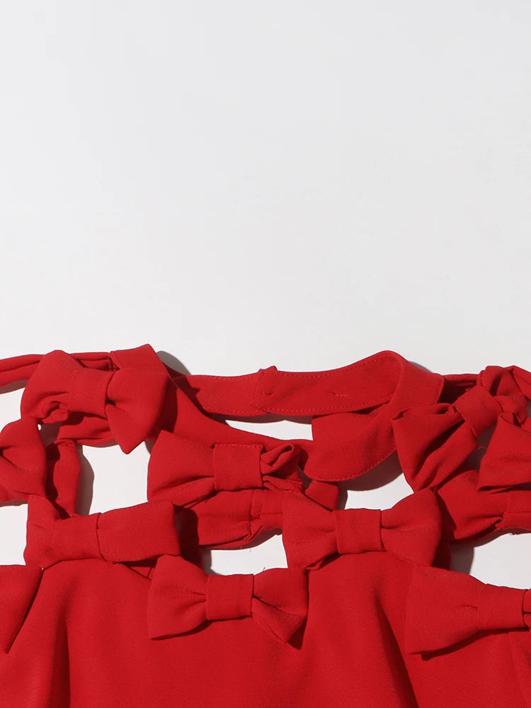Little Red Dress with  Bowknots