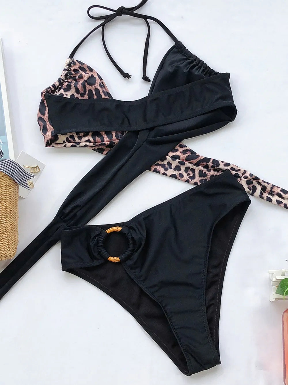 Capri Wrap Bikini Set with Bamboo Ring Detail