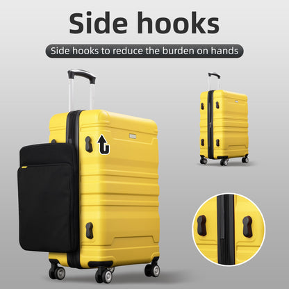 Elegant Luggage Sets, New Model,  Expandable ABS Hardshell 3pcs Luggage (Yellow)