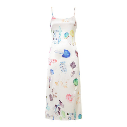 Whimsical Mushroom Print Slip Dress – Quirky Meets Elegant